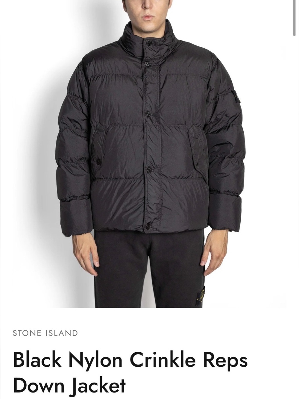 Pre Loved Good condition Black Nylon Crinkle Reps Down Jacket Size Large